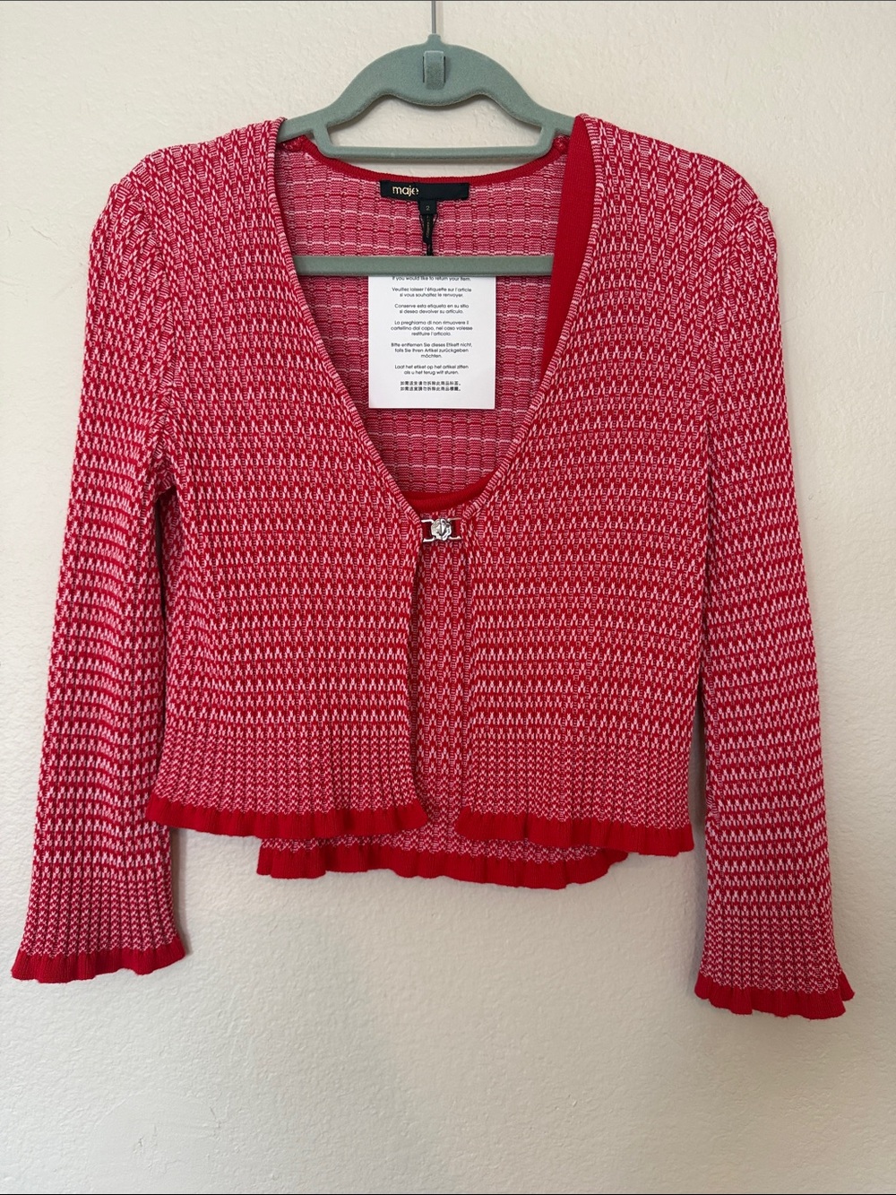 Maje 2-IN-1 Clasp Front Sweater Size M